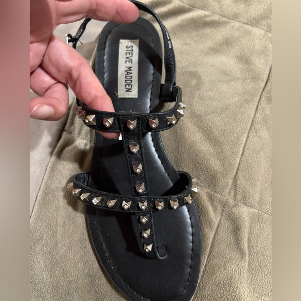 Steve Madden Black Sandals with Silver Studs